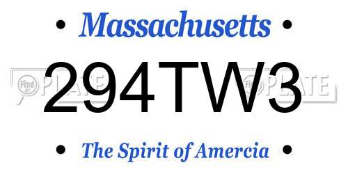 294TW3 Massachusetts License Plate