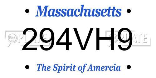 294VH9 Massachusetts License Plate