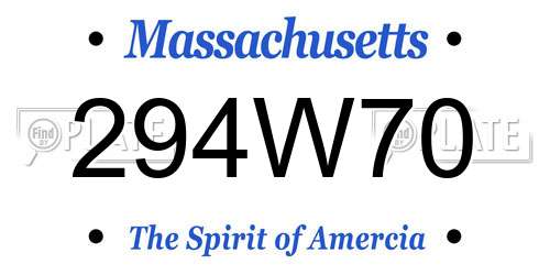 294W70 Massachusetts License Plate