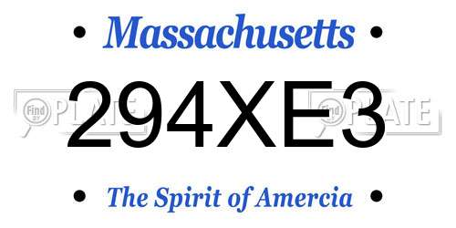 294XE3 Massachusetts License Plate
