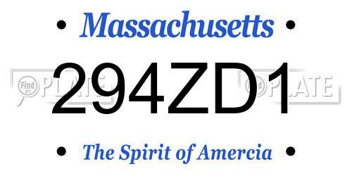 294ZD1 Massachusetts License Plate