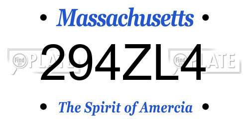 294ZL4 Massachusetts License Plate