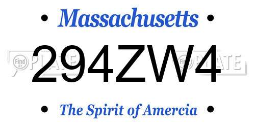 294ZW4 Massachusetts License Plate