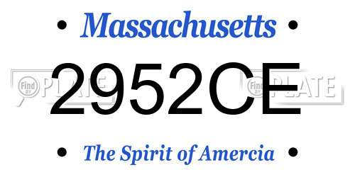 2952CE Massachusetts License Plate