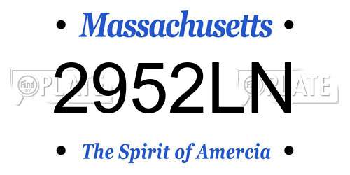 2952LN Massachusetts License Plate