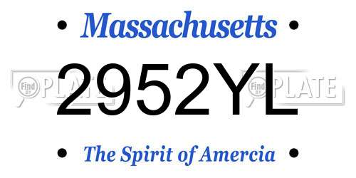 2952YL Massachusetts License Plate