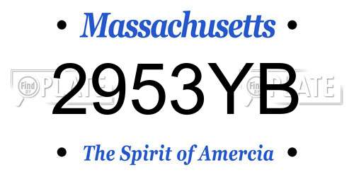 2953YB Massachusetts License Plate