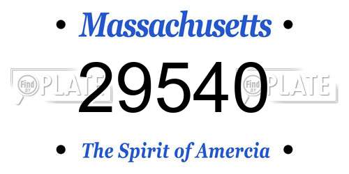 29540 Massachusetts License Plate