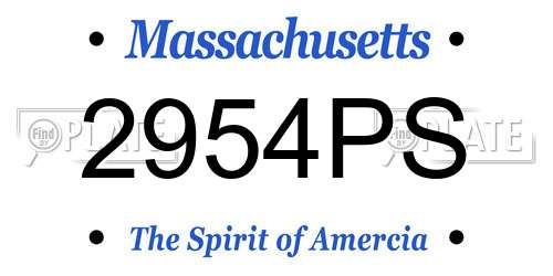 2954PS Massachusetts License Plate