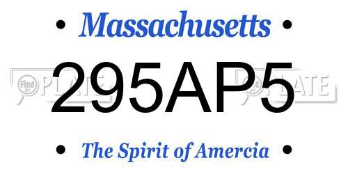 295AP5 Massachusetts License Plate