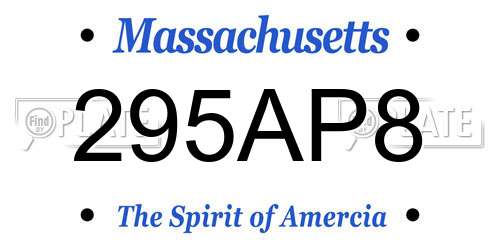 295AP8 Massachusetts License Plate