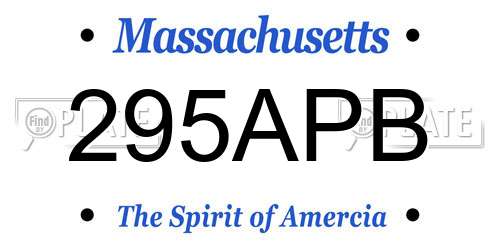 295APB Massachusetts License Plate
