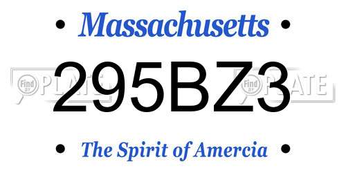 295BZ3 Massachusetts License Plate