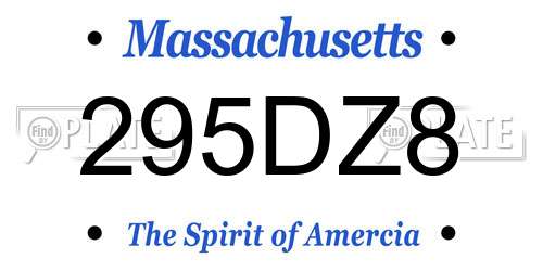 295DZ8 Massachusetts License Plate