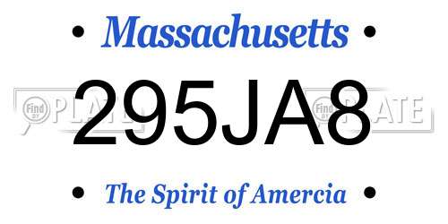 295JA8 Massachusetts License Plate