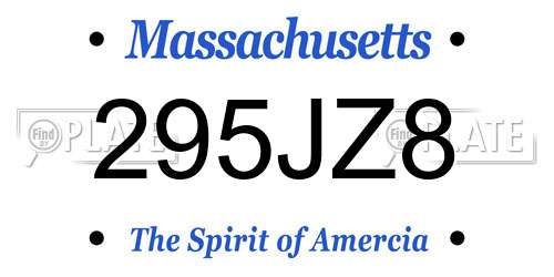 295JZ8 Massachusetts License Plate
