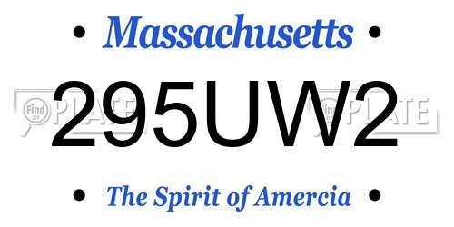295UW2 Massachusetts License Plate