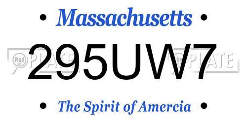 295UW7 Massachusetts License Plate