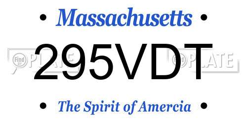 295VDT Massachusetts License Plate