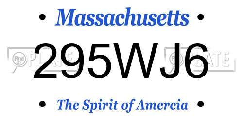 295WJ6 Massachusetts License Plate