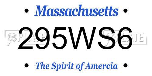 295WS6 Massachusetts License Plate