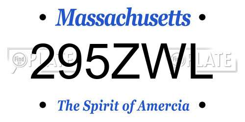 295ZWL Massachusetts License Plate