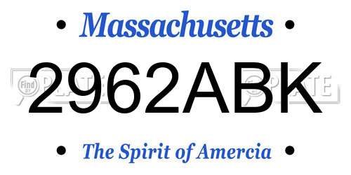 2962ABK Massachusetts License Plate