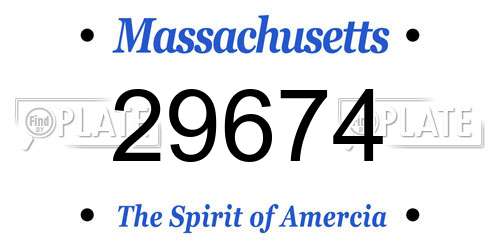 29674 Massachusetts License Plate