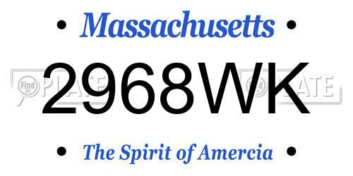 2968WK Massachusetts License Plate