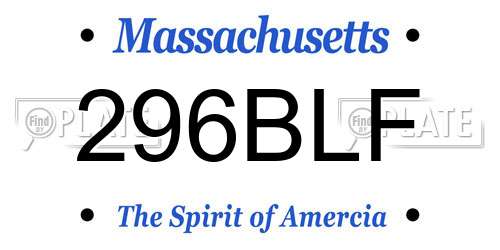 296BLF Massachusetts License Plate