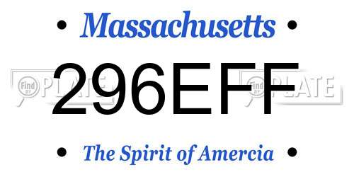 296EFF Massachusetts License Plate