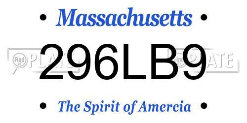 296LB9 Massachusetts License Plate
