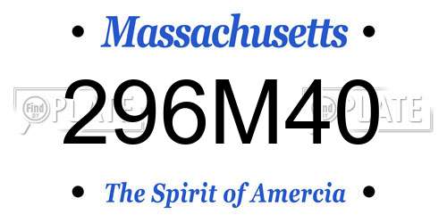 296M40 Massachusetts License Plate