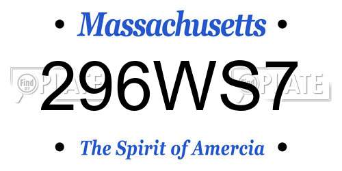 296WS7 Massachusetts License Plate