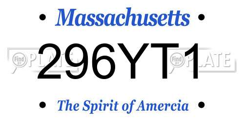 296YT1 Massachusetts License Plate