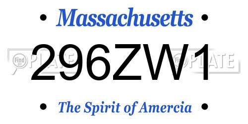296ZW1 Massachusetts License Plate