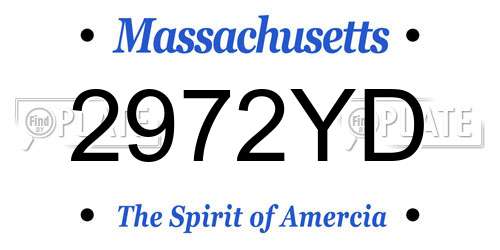 2972YD Massachusetts License Plate