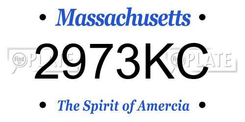 2973KC Massachusetts License Plate