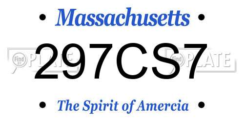 297CS7 Massachusetts License Plate
