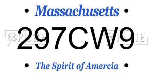 297CW9 Massachusetts License Plate