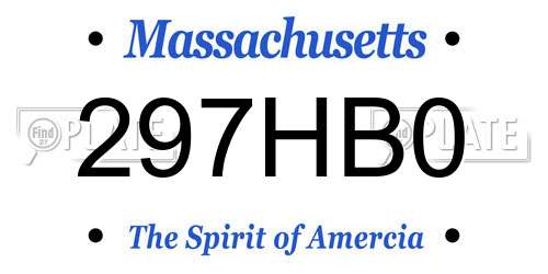 297HB0 Massachusetts License Plate