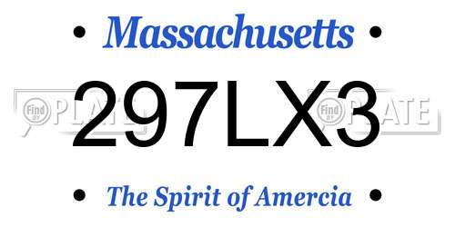 297LX3 Massachusetts License Plate