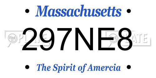 297NE8 Massachusetts License Plate