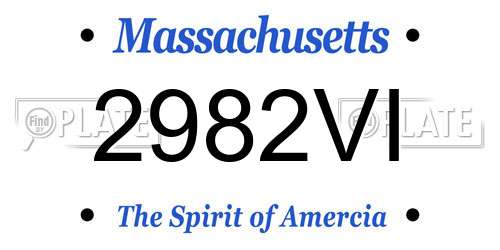 2982VI Massachusetts License Plate