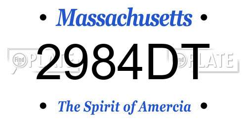 2984DT Massachusetts License Plate