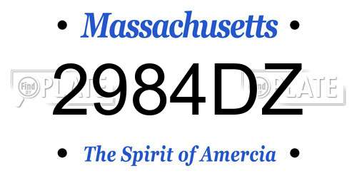 2984DZ Massachusetts License Plate