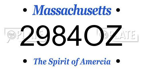 2984OZ Massachusetts License Plate
