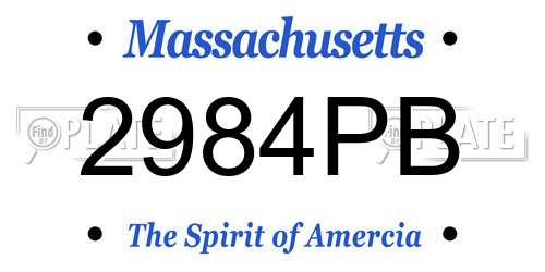 2984PB Massachusetts License Plate