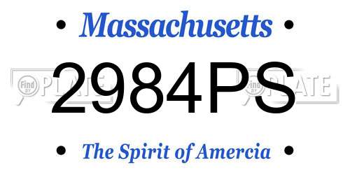 2984PS Massachusetts License Plate