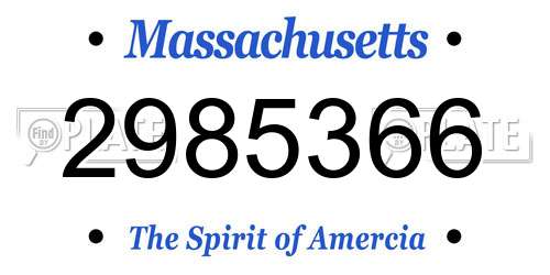 2985366 Massachusetts License Plate